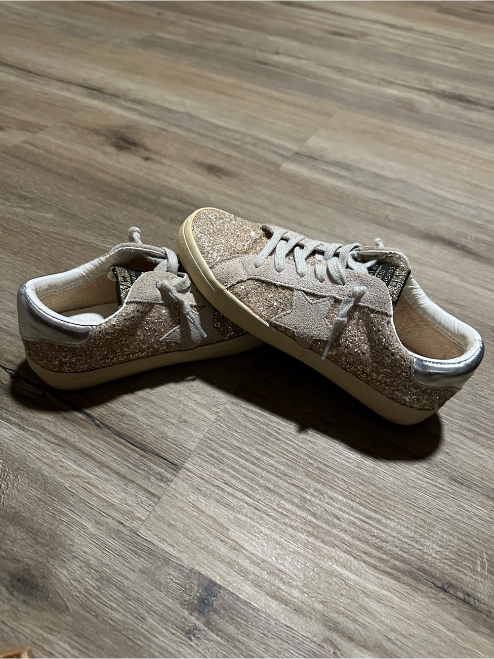 Vintage Havana Women's Glitter Sneakers in Champagne and Silver